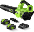 Leaf Blower Cordless, 650CFM Electric Leaf Blowers with 2 x 5.2Ah Batteries and Charger, 3 Speed Modes, 1 x Adjustable Shoulder Strap, Powerful Snow Blowers for Lawn Care, Patio, Dust, Blowing Leaves