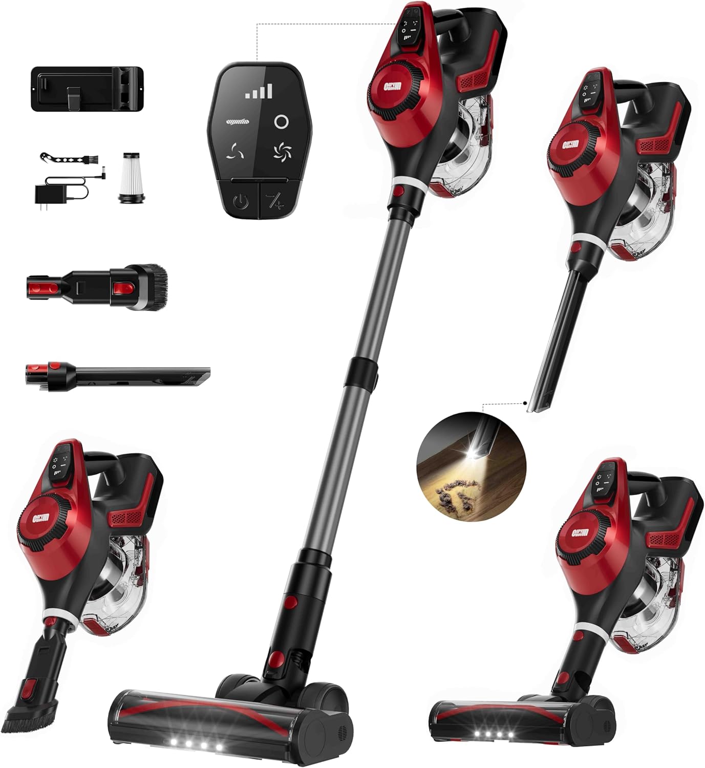 Cordless Vacuum Cleaner for Home, Stick Vacuum 45Kpa, Smart Display & 1.5L Dust Cup, MAX 40mins Runtime, Rechargeable Lightweight Handheld Vavuum for Pet Hair/Carpet/Hardwood Floor/Car