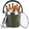 256 oz / 7L Insulated Ice Bucket with Lid and Handle, Stainless Steel Beverage Bucket for Beer, Wine & Champagne, Double Wall Vacuum Cooler for Parties, Patio & Outdoor Entertaining