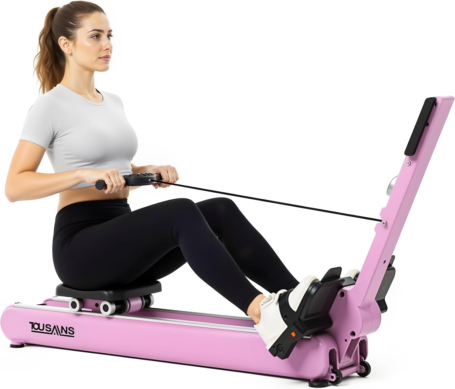 ER7 Self-Powered Rowing Machine, Magnetic Folding Rowing Machine for Home with 32 Resistance Levels, Quiet Dual Rail Foldable Rower for Full Body Workout
