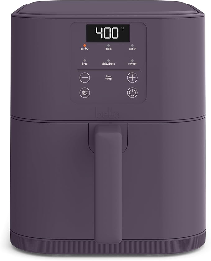 6 Qt Slim Air Fryer,  Adjustable Temperature, 6 Preset Cooking Options, 60 Min Auto Shutoff w Audible Tone, 5lb Capacity