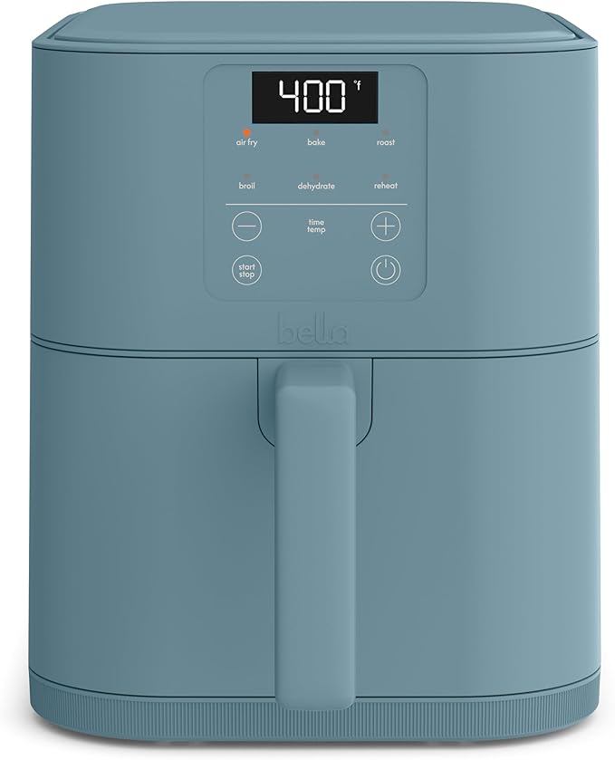 6 Qt Slim Air Fryer,  Adjustable Temperature, 6 Preset Cooking Options, 60 Min Auto Shutoff w Audible Tone, 5lb Capacity