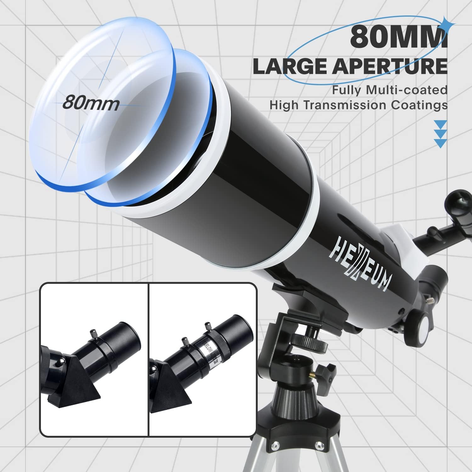 80mm 600mm Telescope for Adults & Beginners, AZ Mount Stargazing | 80mm 600mm telescope for adults and beginners; fully multi-coated high-transmission optics, phone adapter, remote and bag