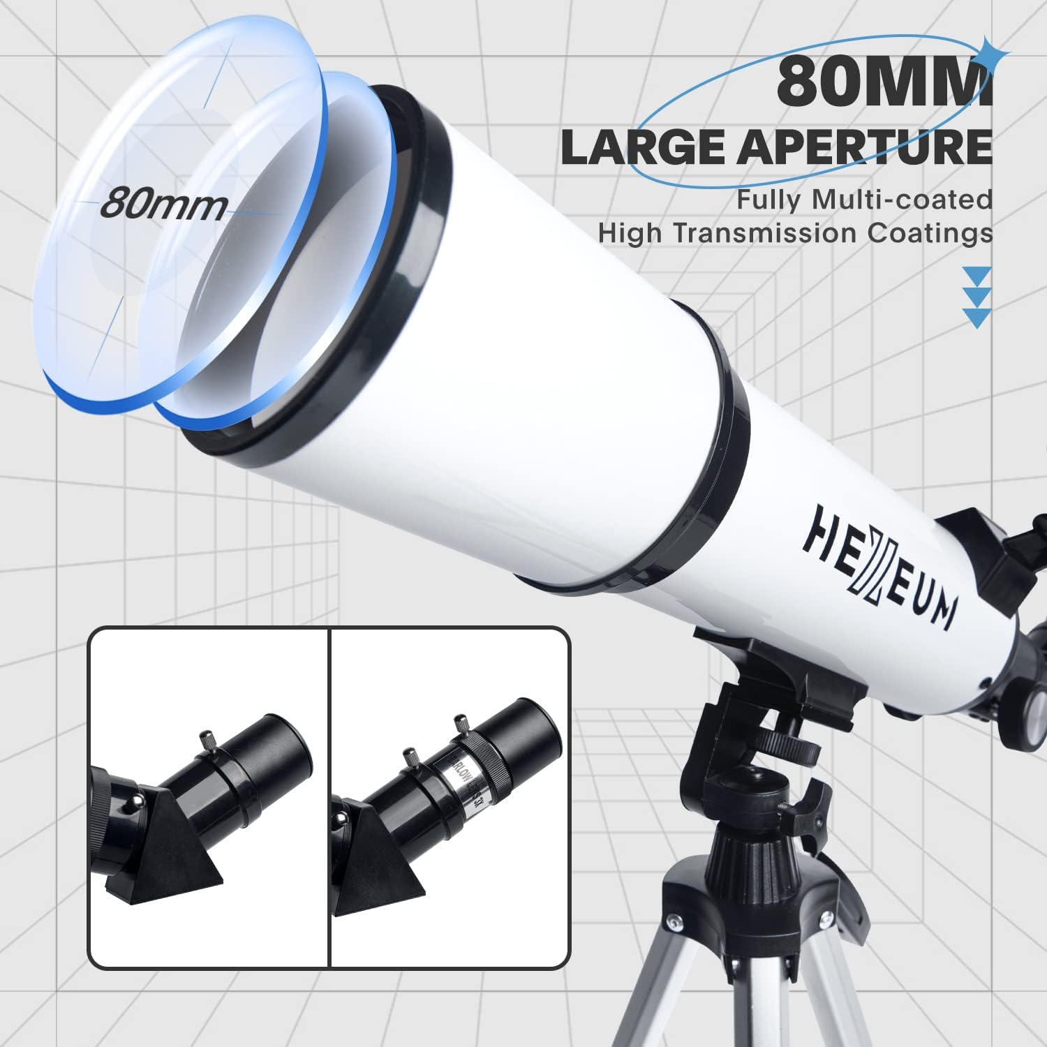 80mm 600mm Telescope for Adults & Beginners, AZ Mount Stargazing | 80mm 600mm telescope for adults and beginners; fully multi-coated high-transmission optics, phone adapter, remote and bag