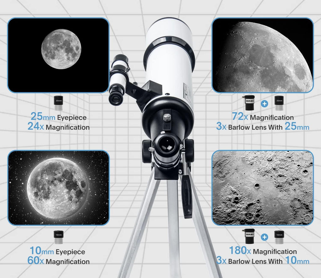 80mm 600mm Telescope for Adults & Beginners, AZ Mount Stargazing | 80mm 600mm telescope for adults and beginners; fully multi-coated high-transmission optics, phone adapter, remote and bag