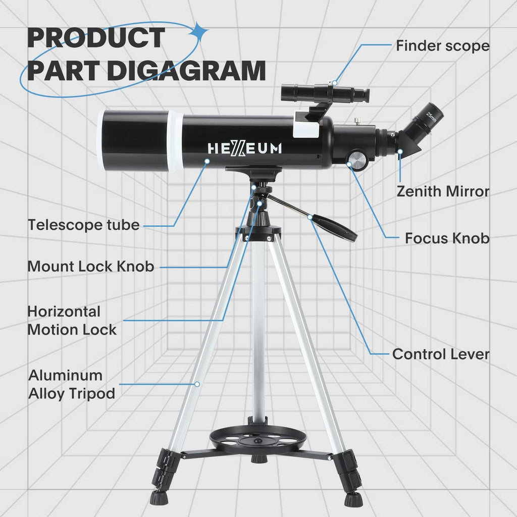 80mm 600mm Telescope for Adults & Beginners, AZ Mount Stargazing | 80mm 600mm telescope for adults and beginners; fully multi-coated high-transmission optics, phone adapter, remote and bag
