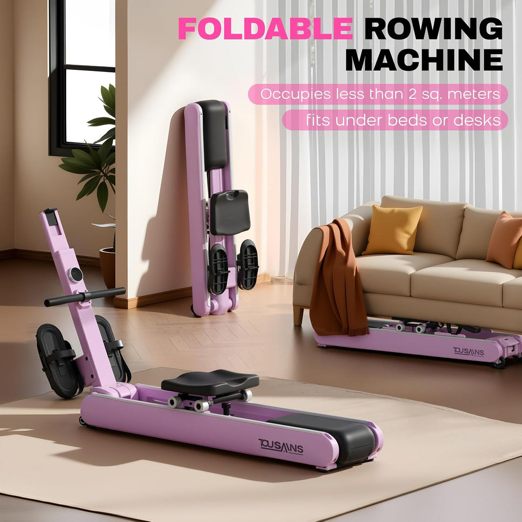 ER7 Self-Powered Rowing Machine, Magnetic Folding Rowing Machine for Home with 32 Resistance Levels, Quiet Dual Rail Foldable Rower for Full Body Workout