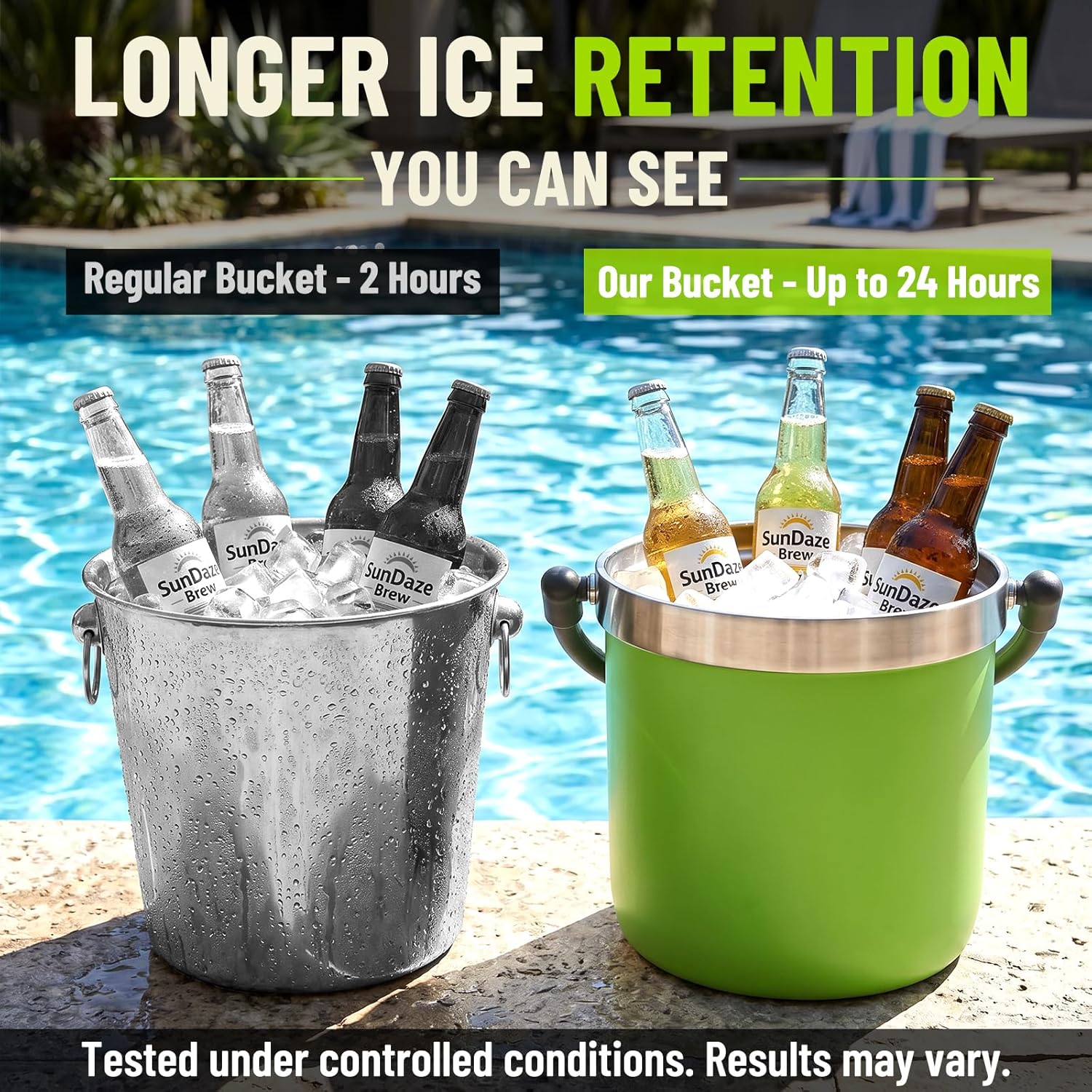 256 oz / 7L Insulated Ice Bucket with Lid and Handle, Stainless Steel Beverage Bucket for Beer, Wine & Champagne, Double Wall Vacuum Cooler for Parties, Patio & Outdoor Entertaining