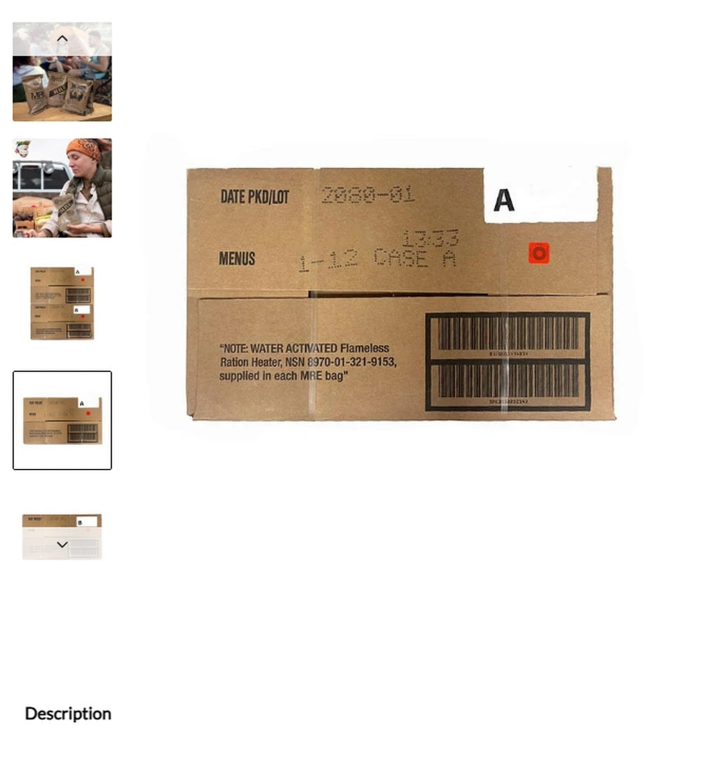 Genuine US Military Meals Ready-to-Eat Assortment Case product view