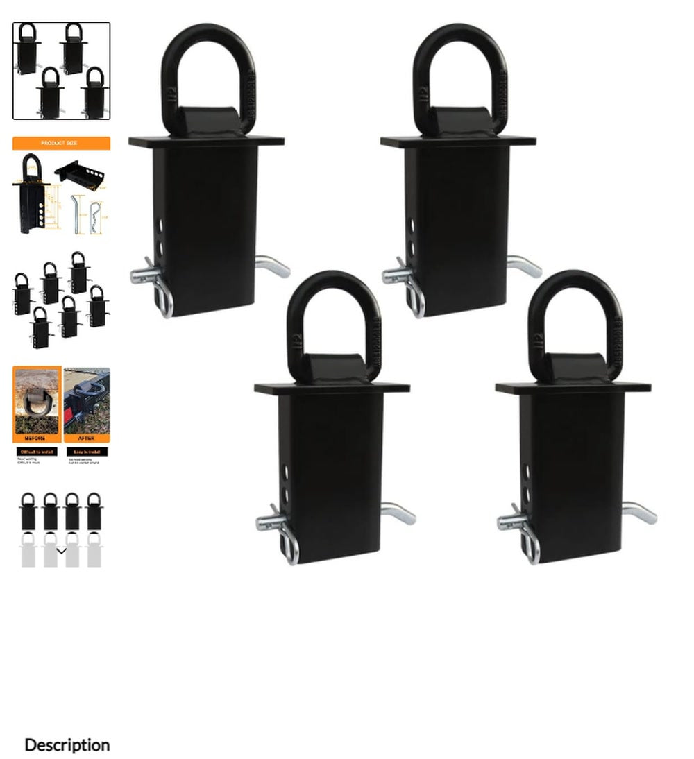 Trailer Stake Pocket D-Ring Tie-Downs, 4-Piece Set product view