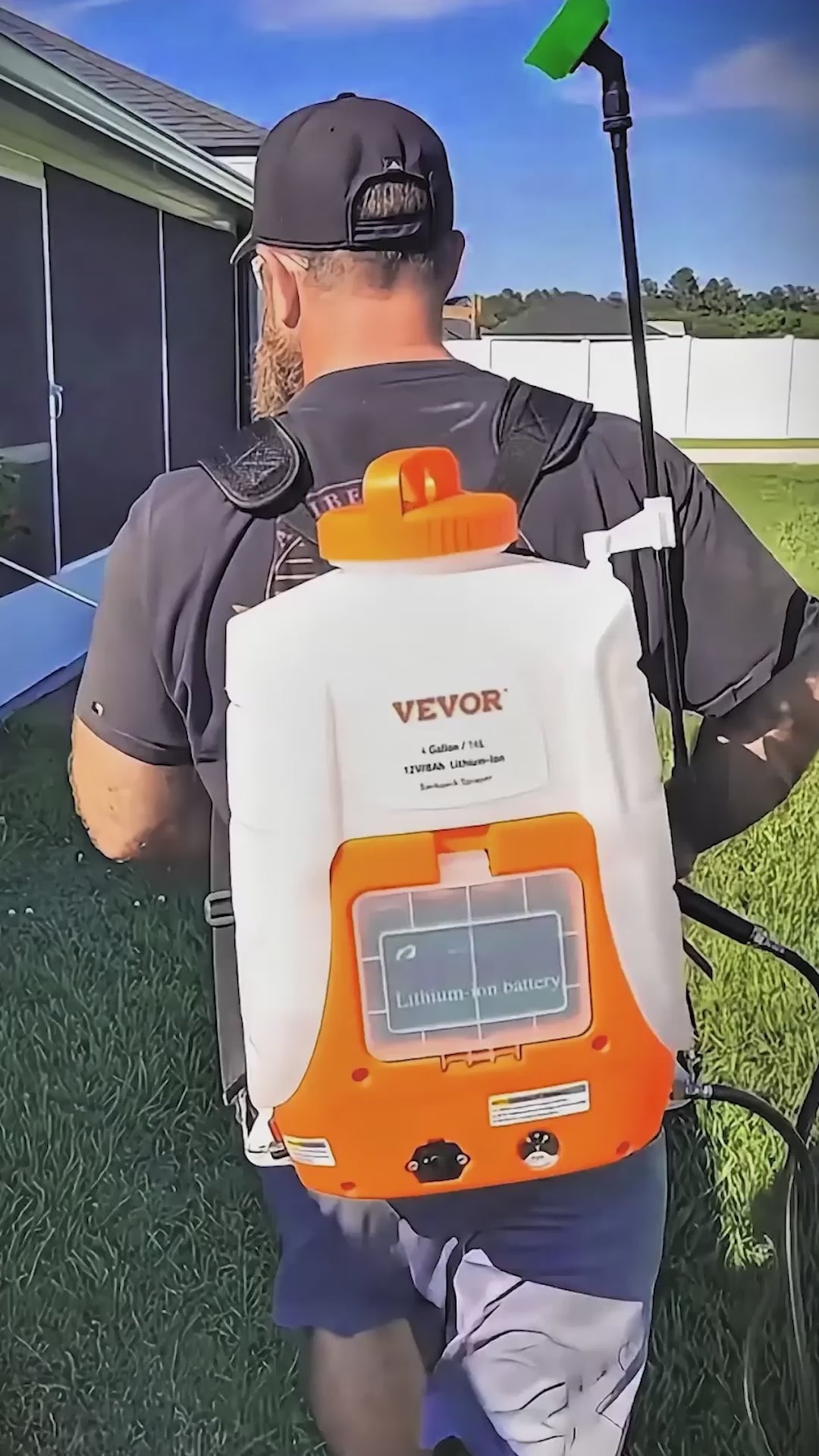VEVOR 4 gallon battery powered backpack sprayer demonstration